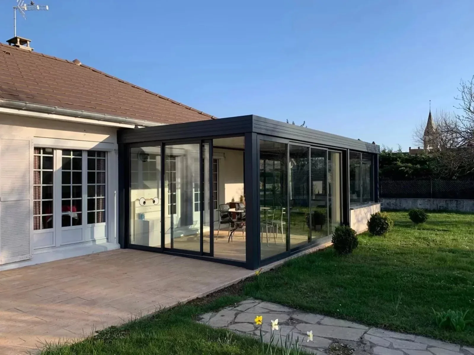 realisation d'une veranda en alu par meridia dans le secteur vichyssois